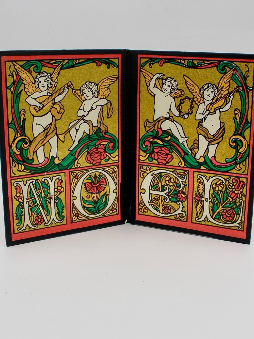 Vintage 1970s Yorkcraft Stained Glass Panels “NOEL” Christmas Stained Glass Art